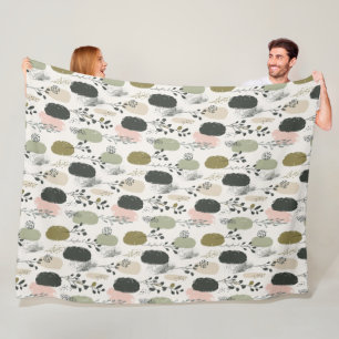 Sage Green Boho Pattern Fleece Blanket