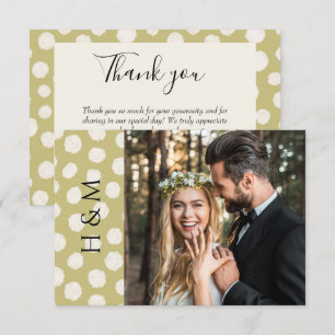 Sage Green Boho Photo Wedding Thank You Card