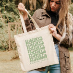 Sage Green Boho Retro Personalised Bachelorette  Tote Bag<br><div class="desc">Are you looking for the perfect bridal shower gift? Look no further than our sage green personalised boho retro tote bag! This bag is perfect for any bride-to-be, and can be personalised with your own special messages. Our tote bag is also great for use as a bridesmaid gift, or as...</div>