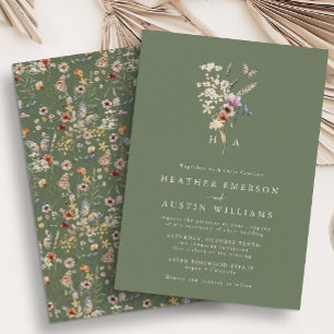 Sage Green Boho Wedding Invitation