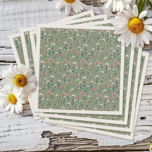 Sage Green Boho Wildflower Baby in Bloom Shower Napkin