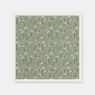 Sage Green Boho Wildflower Baby in Bloom Shower Napkin