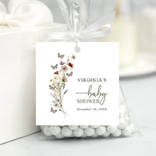 Sage Green Boho Wildflower Baby Shower  Favour Tags