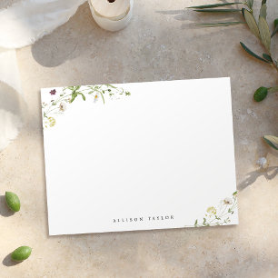 Sage Green Boho Wildflower Personalised Stationery Card