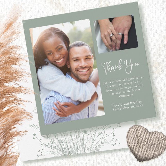 Sage Green Boho Wildflower Wedding Thank You  Invitation (Creator Uploaded)