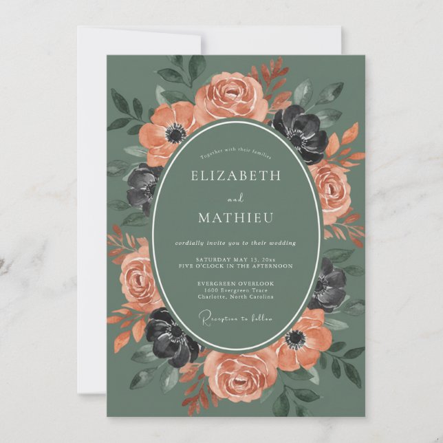 Sage Green Bold Autumnal Wedding Invitation (Front)