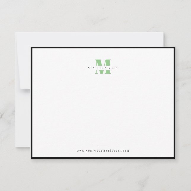 Sage Green Bold Letter Simple Monogram Name Card (Front)