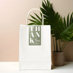 Sage Green Bold Simple Thank You Wedding Favour Rectangular Sticker