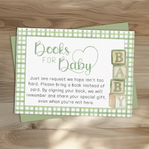 Sage Green Books for Baby Card Baby Shower Insert