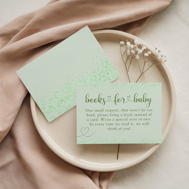 Sage Green Books for Baby Eucalyptus Heart Enclosure Card (Creator Uploaded)