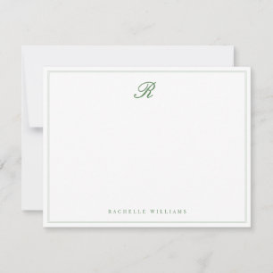 Sage Green Border Classic Vintage Script Monogram Card