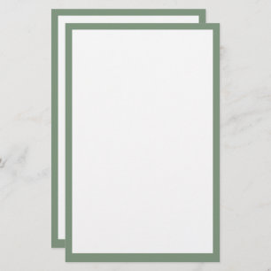 Sage Green Border Edge White Custom Color Wedding Stationery