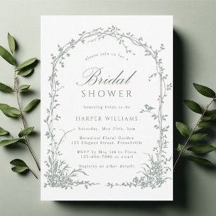 Sage Green Botanical Arch Garden Bridal Shower Invitation