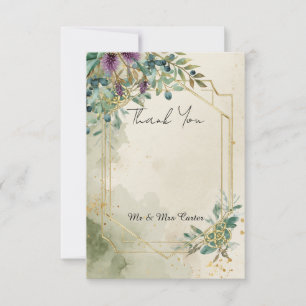 Sage Green Botanical Arch Wedding Thank You Card