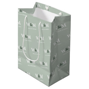 Sage Green Botanical Business Logo Brand Medium Gift Bag