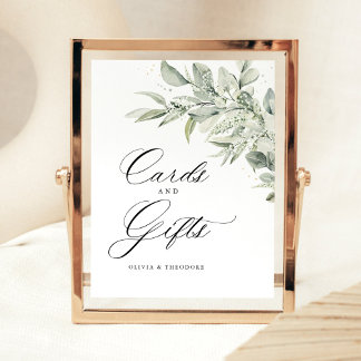 Sage Green Botanical Cards & Gifts Wedding Table Pedestal Sign