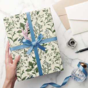 Sage Green Botanical Cottagecore Birthday Him Her Wrapping Paper