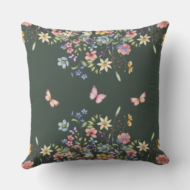 Sage Green Botanical  Cushion (Back)