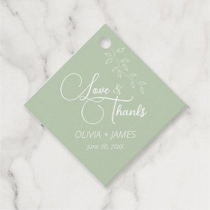 Sage Green & Botanical Diamond Favour Tag