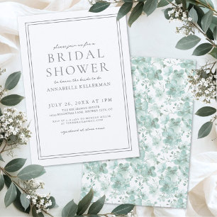 Sage Green Botanical Elegant Bridal Shower Invitation