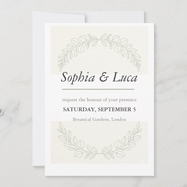 Sage Green Botanical Elegant Wedding Invitation  (Front)