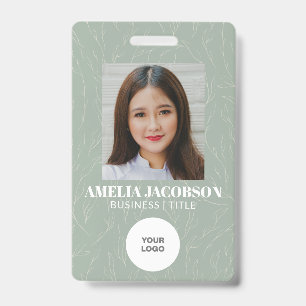 Sage Green Botanical Employee Photo ID Logo Badge