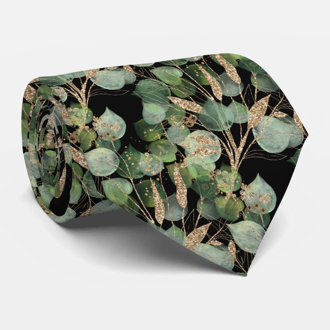 SAGE GREEN BOTANICAL EUCALYPTUS MENS TIE (Rolled)