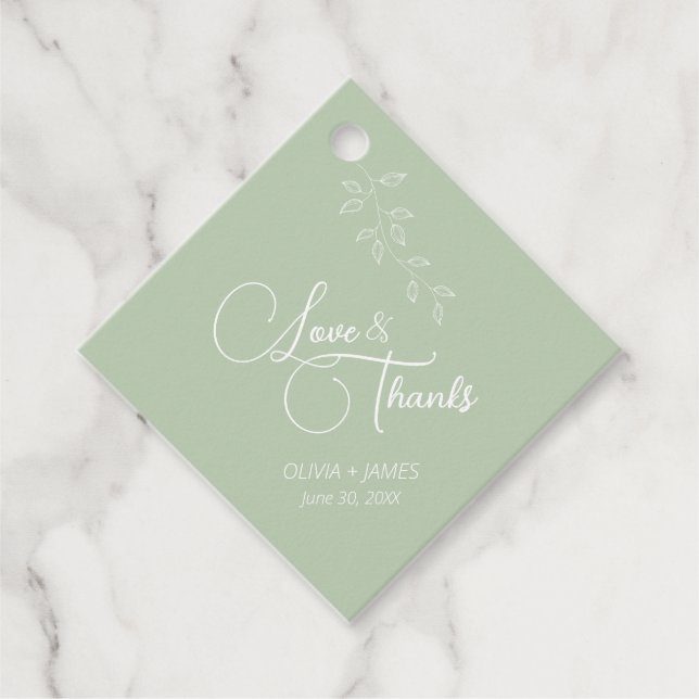 Sage Green & Botanical Favour Tags (Front)
