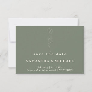 Sage Green botanical Floral Save date essential Invitation