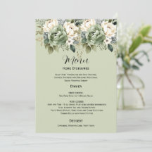 Sage Green Botanical Floral Wedding | Menu