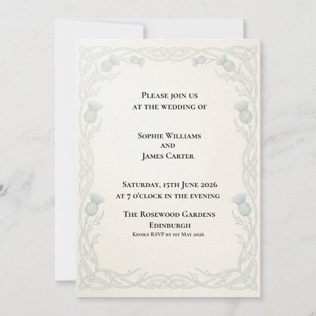 Sage Green Botanical Frame Invitation (Front)