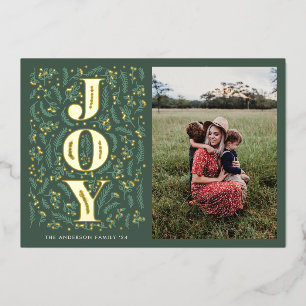 Sage green botanical JOY illustration photo gold