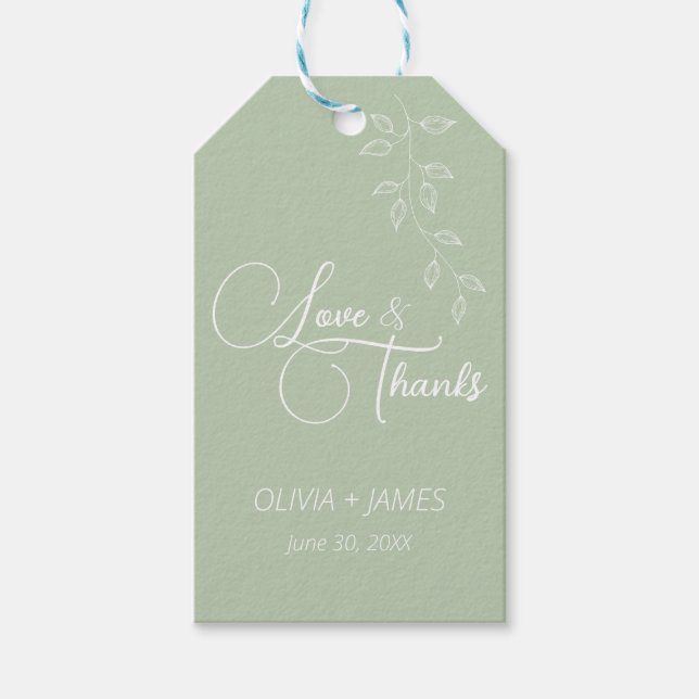 Sage Green & Botanical Large Favour Tag (Front)