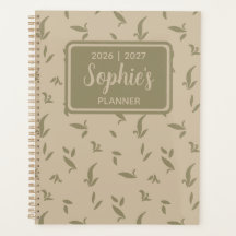 Sage Green Botanical Leaf Academic Year