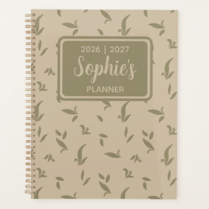 Sage Green Botanical Leaf Academic Year Planner