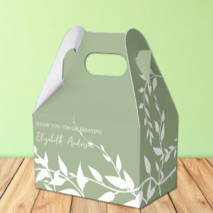 Sage Green Botanical Leaves Bridal Shower Favour Box