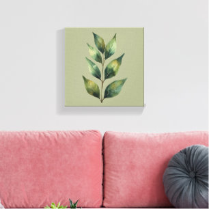 Sage Green Botanical Leaves Canvas Print