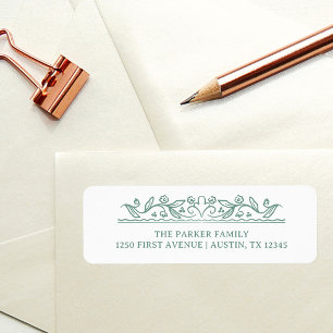 Sage Green Botanical Line Art Return Address