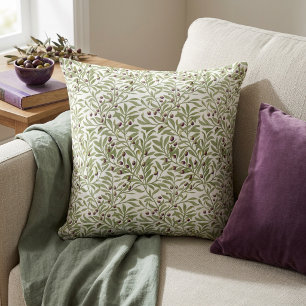 Sage Green Botanical Olive Branch Pattern Cushion