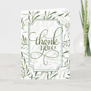 Sage Green Botanical on White Thank You Card