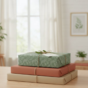 Sage Green Botanical Pattern Gift Set Wrapping Paper Sheet