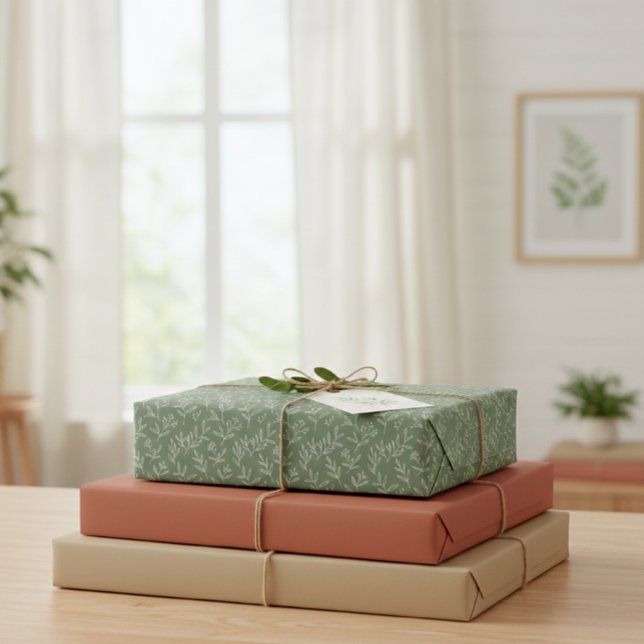 Sage Green Botanical Pattern Gift Set Wrapping Paper Sheet (Creator Uploaded)