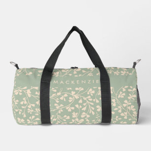 Sage Green Botanical Personalised Duffle Bag