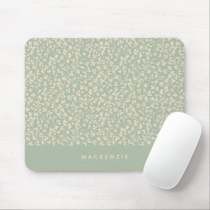 Sage Green Botanical Personalised  Mouse Mat