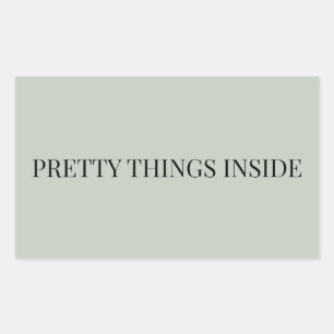 Sage Green Botanical Pretty Things Inside Rectangular Sticker