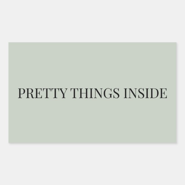 Sage Green Botanical Pretty Things Inside Rectangular Sticker (Front)