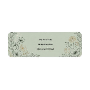 Sage Green Botanical Return Address Label