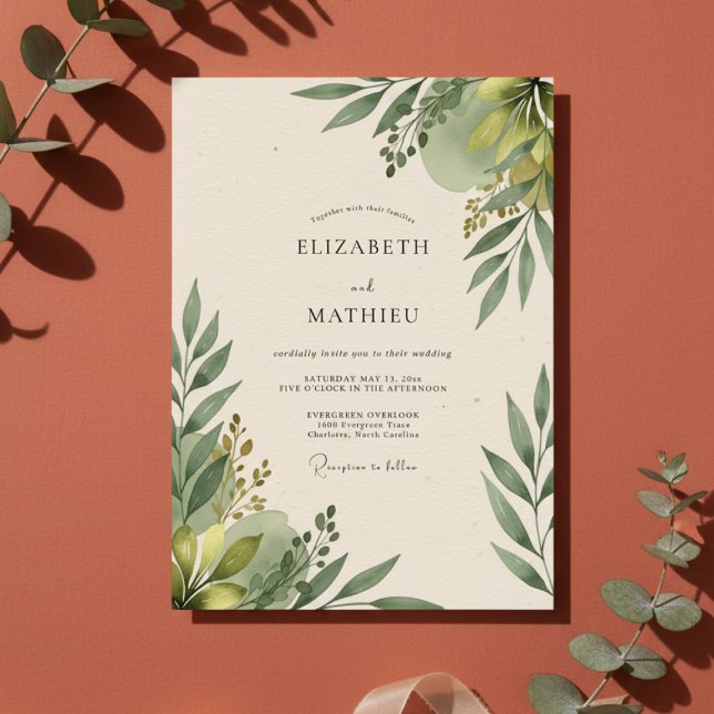 Sage Green Botanical Romance Wedding Invitation (Creator Uploaded)