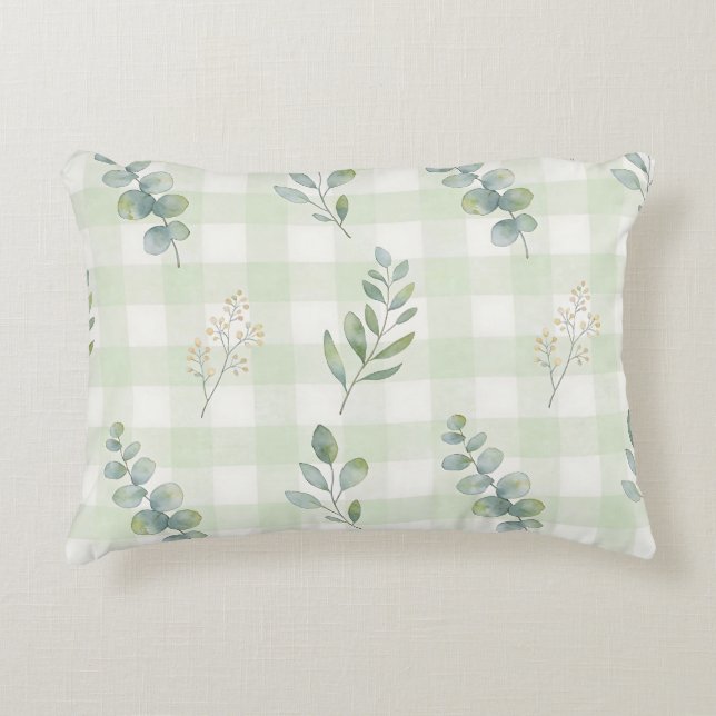 Sage Green Botanical Seamless Design Decorative Cushion (Front)