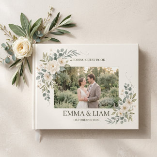 Sage Green Botanical Wedding Guest Book